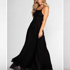 Black open back maxi dress